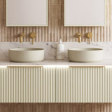 A lifestyle image of Timberline's Allure Basin 360mm Ivory Matt