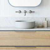 A lifestyle image of Timberline's Allure Basin 360mm Light Grey Matt