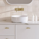 A lifestyle image of Timberline's Allure Basin 360mm White Gloss