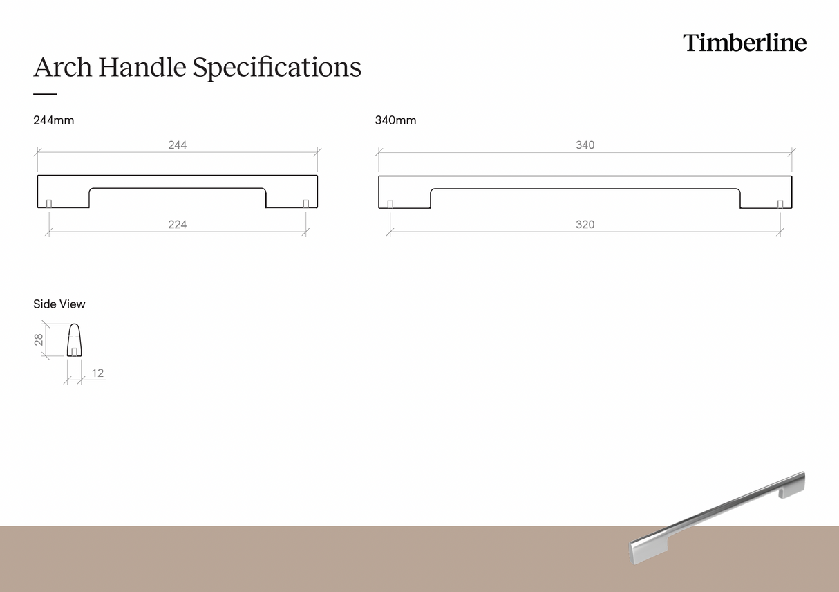 Arch 244mm Brushed Nickel Handle