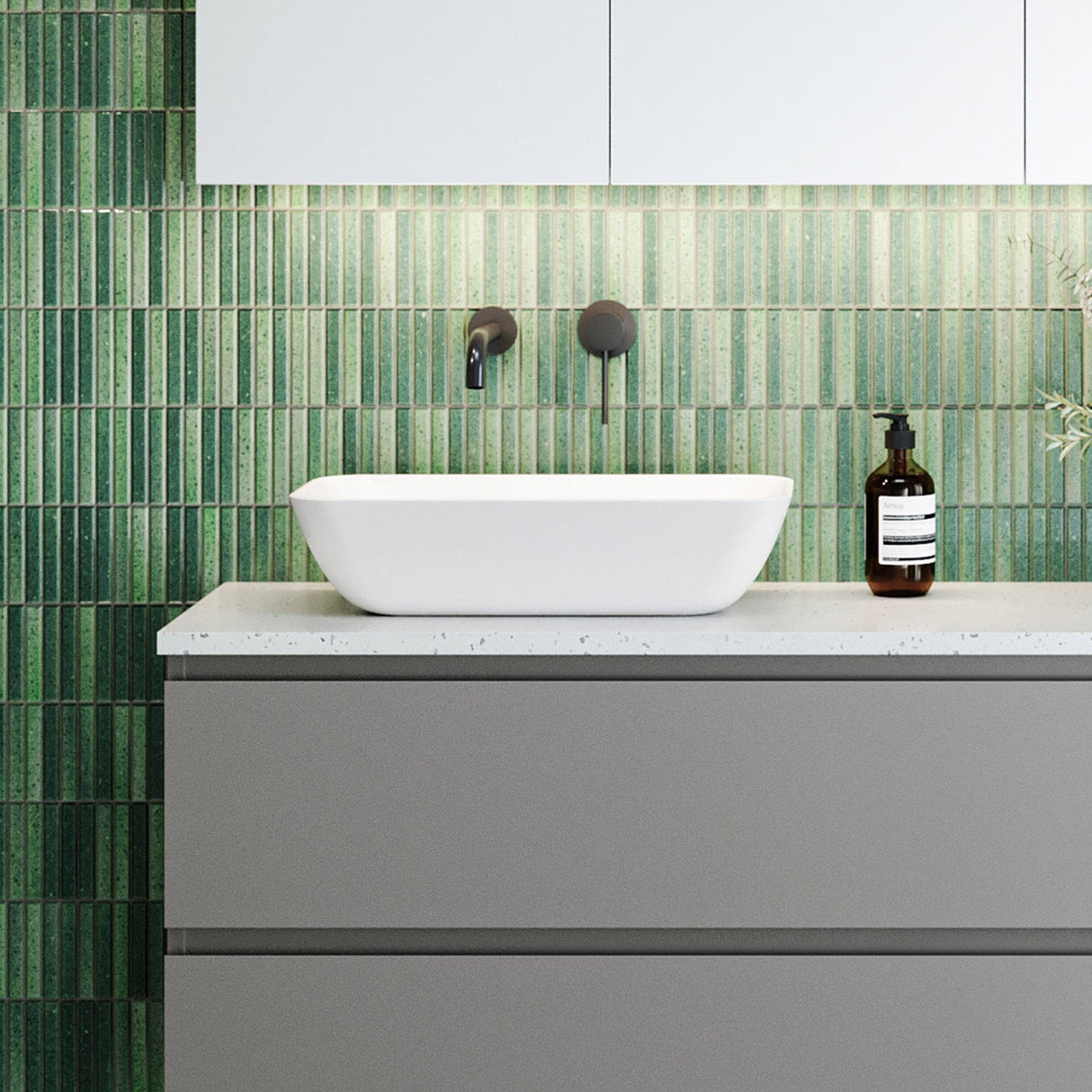 A lifestyle image of Timberline's Bloom Basin 475mm White Gloss