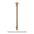 Thermorail Straight/Round 12Volt Vertical Bar 900x142x100mm 22Watts With Optional Hook - Brushed Gold