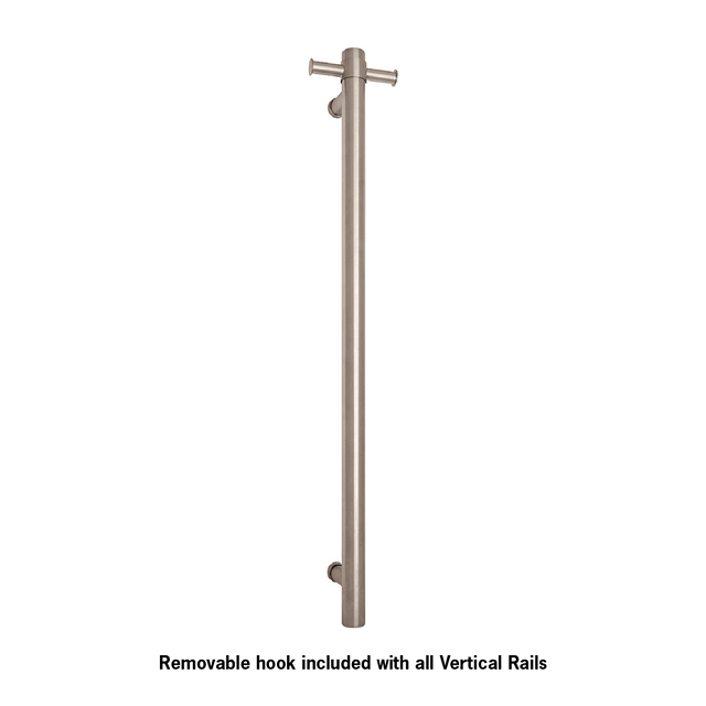 Thermorail Straight/Round 12Volt Vertical Bar 900x142x100mm 22Watts With Optional Hook - Brushed