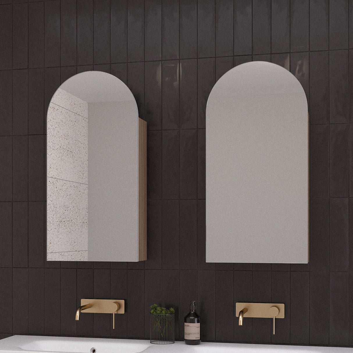 Church Mirror Cabinet 400mm Single Door Gold Collection (CHU-SC-400-S-G)