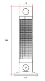 Cedar 1800W Free Standing Outdoor Heater with Remote 840x300x300mm