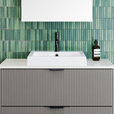 A lifestyle image of Timberline's Cove Basin 460mm White Gloss with 1 Tap Hole