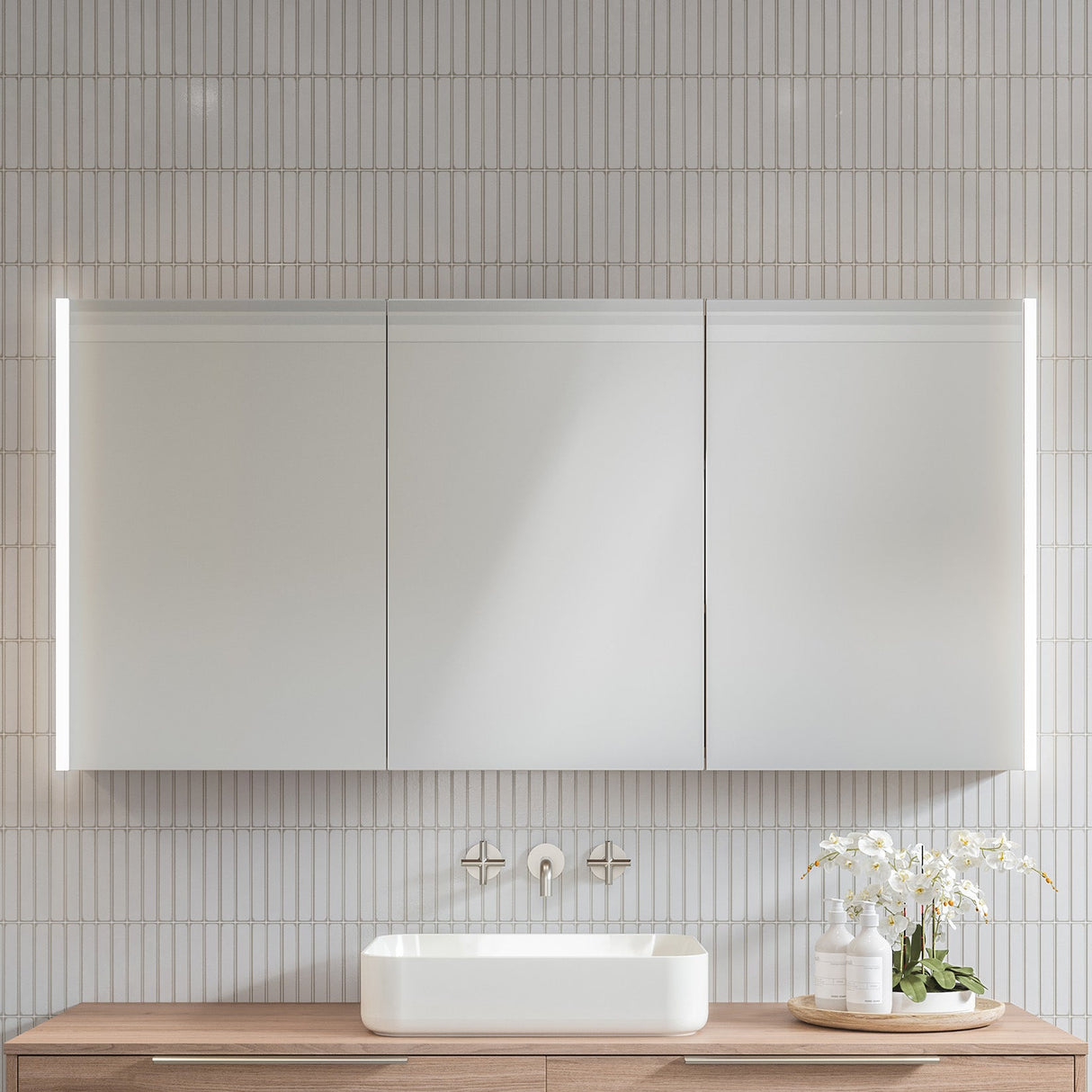 Denver Mirror Cabinet 1500mm Three Door Platinum Collection (DEN-SC-1500-3-P)