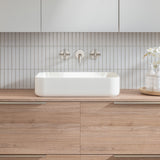 A lifestyle image of Timberline's Enchant Basin 500mm White Gloss