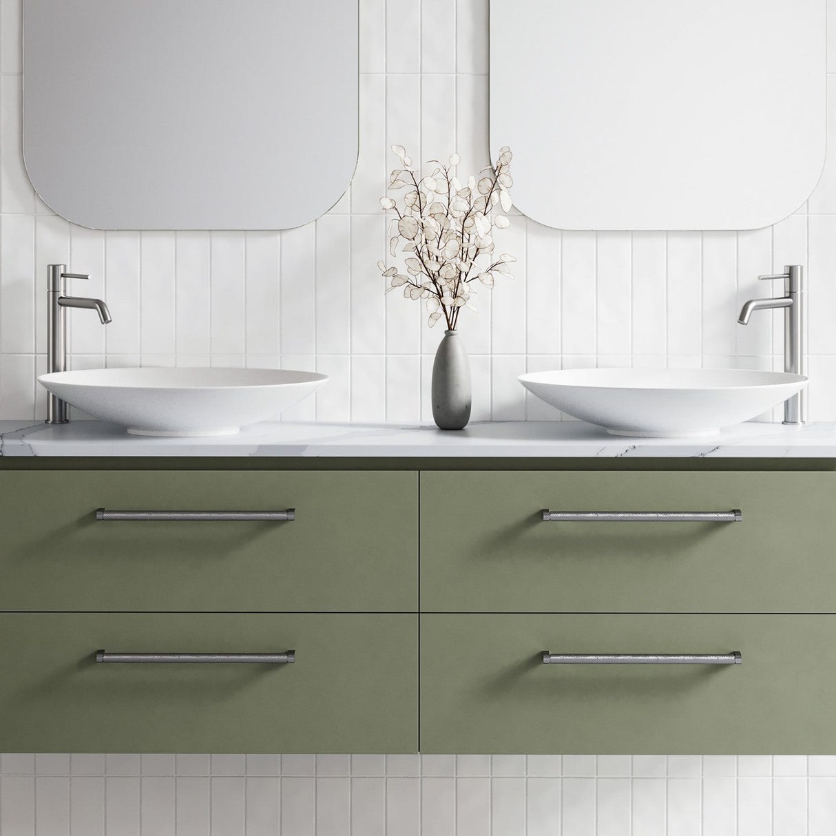 A lifestyle image of Timberline's Feather Basin 510mm White Matt