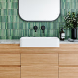 A lifestyle image of Timberline's Fergus Semi Recessed Basin 500mm White Gloss