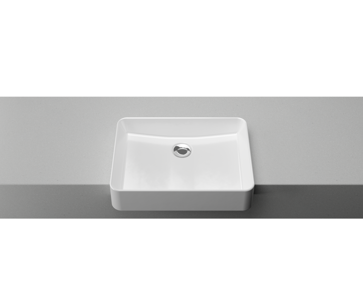 An image of Timberline's Fergus Semi Recessed Basin 500mm White Gloss