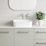 A lifestyle image of Timberline's Florent Basin 400mm White Gloss