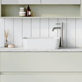 A lifestyle image of Timberline's Florent Basin 400mm White Gloss