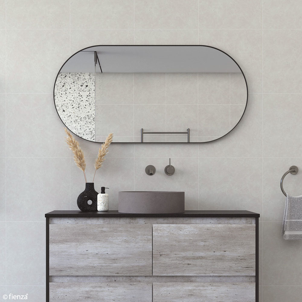 Empire Matt Black Framed Mirror, 450 x 900mm