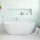 Koko Freestanding Acrylic Bath, 1680mm with Overflow, Gloss White