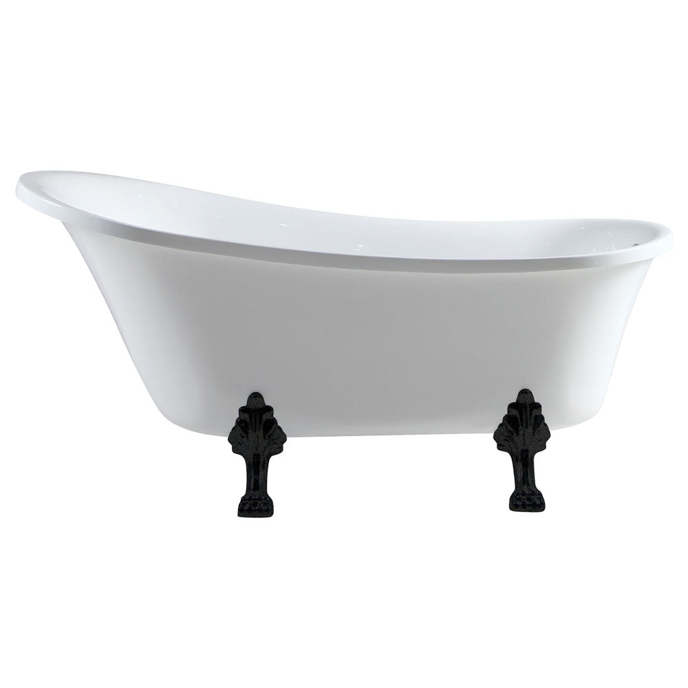 Clawfoot Freestanding Acrylic Bath, Matt Black Feet, 1500mm