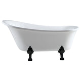 Clawfoot Freestanding Acrylic Bath, Matt Black Feet, 1500mm