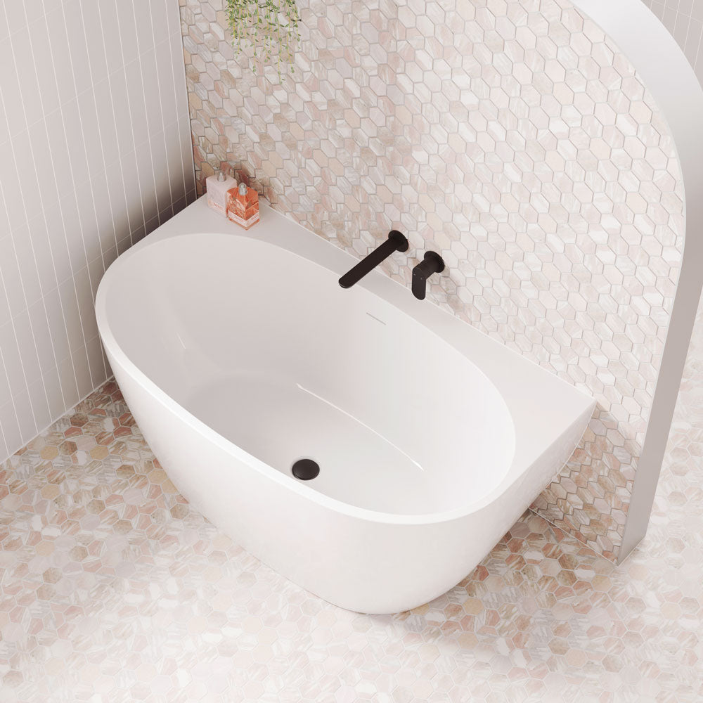 Keeto Back-To-Wall Acrylic Bath, 1300mm