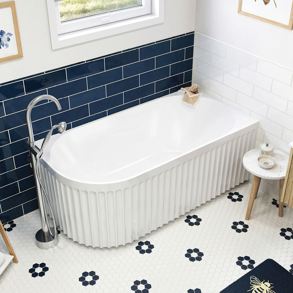 Eleanor Fluted Left-Hand Acrylic Corner Bath, 1500mm