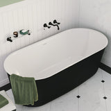 Windsor Freestanding Acrylic Bath with Overflow, 1700mm, Matt Black