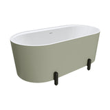 Aluca Freestanding Bath, 1500mm Matt Olive with Matt Black Legs with overflow