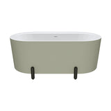 Aluca Freestanding Bath, 1500mm Matt Olive with Matt Black Legs with overflow