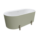 Aluca Freestanding Bath, 1500mm Matt Olive with Brushed Nickel Legs with overflow