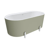 Aluca Freestanding Bath, 1500mm Matt Olive with Chrome Legs with overflow