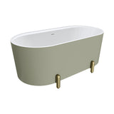 Aluca Freestanding Bath, 1500mm Matt Olive with Urban Brass Legs with overflow