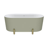 Aluca Freestanding Bath, 1500mm Matt Olive with Urban Brass Legs with overflow