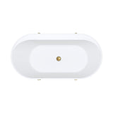 Aluca Freestanding Bath, 1500mm Matt Olive with Urban Brass Legs with overflow