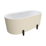 Aluca Freestanding Bath, 1500mm Matt Khaki with Matt Black Legs with overflow