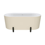 Aluca Freestanding Bath, 1500mm Matt Khaki with Matt Black Legs with overflow