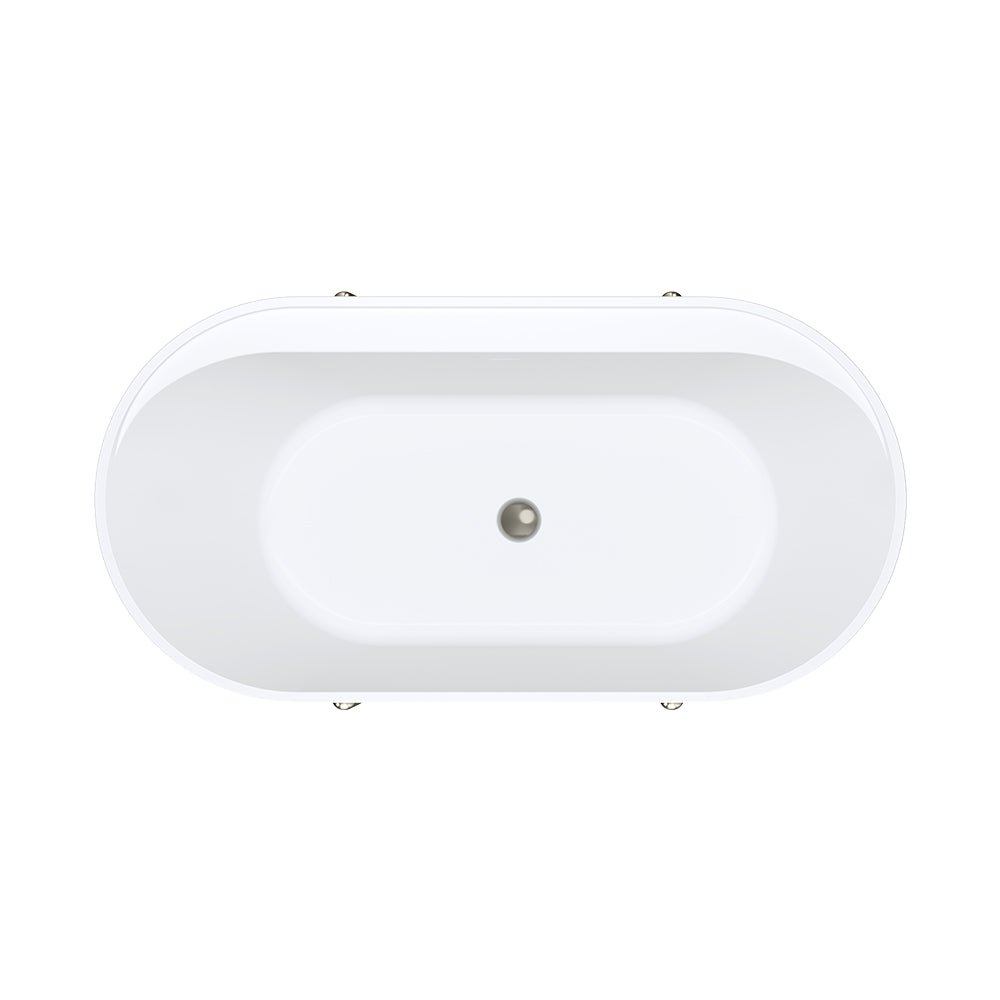 Aluca Freestanding Bath, 1500mm Matt Khaki with Brushed Nickel Legs with overflow