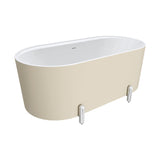 Aluca Freestanding Bath, 1500mm Matt Khaki with Chrome Legs with overflow