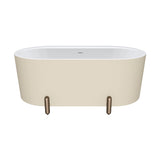 Aluca Freestanding Bath, 1500mm Matt Khaki with Brushed Copper Legs with overflow