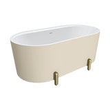 Aluca Freestanding Bath, 1500mm Matt Khaki with Urban Brass Legs with overflow