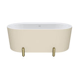 Aluca Freestanding Bath, 1500mm Matt Khaki with Urban Brass Legs with overflow