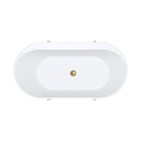 Aluca Freestanding Bath, 1500mm Matt Khaki with Urban Brass Legs with overflow