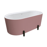 Aluca Freestanding Bath, 1500mm Matt Rouge with Matt Black Legs with overflow