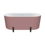 Aluca Freestanding Bath, 1500mm Matt Rouge with Matt Black Legs with overflow