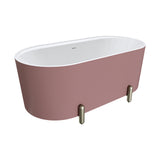 Aluca Freestanding Bath, 1500mm Matt Rouge with Brushed Nickel Legs with overflow