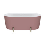 Aluca Freestanding Bath, 1500mm Matt Rouge with Brushed Nickel Legs with overflow