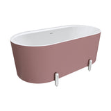 Aluca Freestanding Bath, 1500mm Matt Rouge with Chrome Legs with overflow
