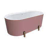 Aluca Freestanding Bath, 1500mm Matt Rouge with Brushed Copper Legs with overflow