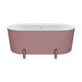 Aluca Freestanding Bath, 1500mm Matt Rouge with Brushed Copper Legs with overflow