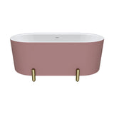 Aluca Freestanding Bath, 1500mm Matt Rouge with Urban Brass Legs with overflow