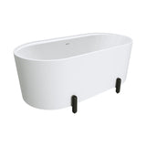 Aluca Freestanding Bath, 1500mm Matt White with Matt Black Legs with overflow