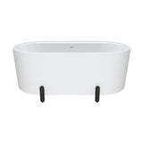 Aluca Freestanding Bath, 1500mm Matt White with Matt Black Legs with overflow