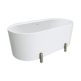 Aluca Freestanding Bath, 1500mm Matt White with Brushed Nickel Legs with overflow